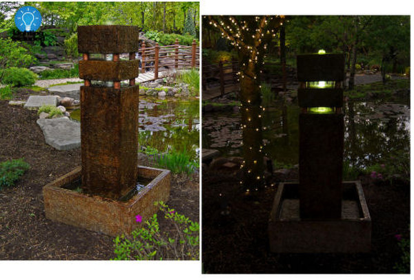 Monolith Garden Fountain Light Included High-end Contemporary
